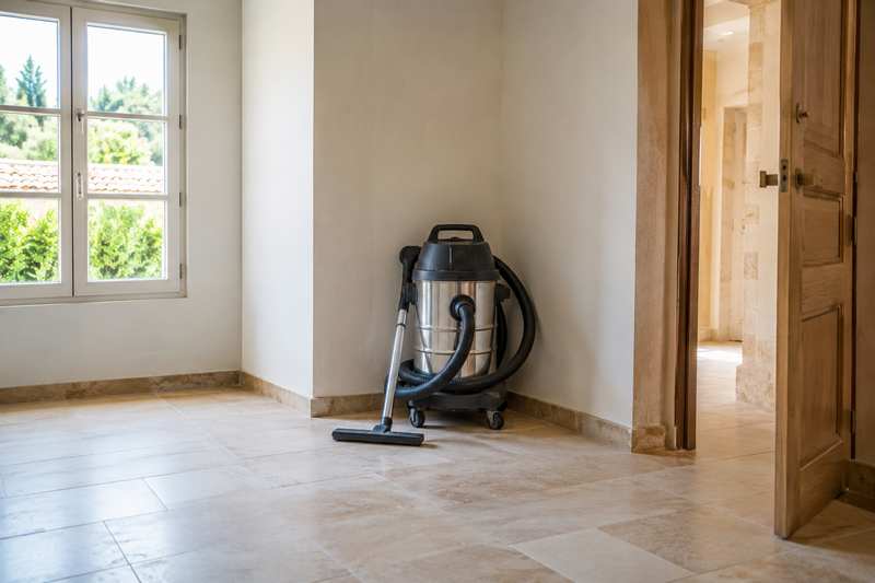 Aspirateur professionnel à cuve inox posé dans un local entièrement dégagé