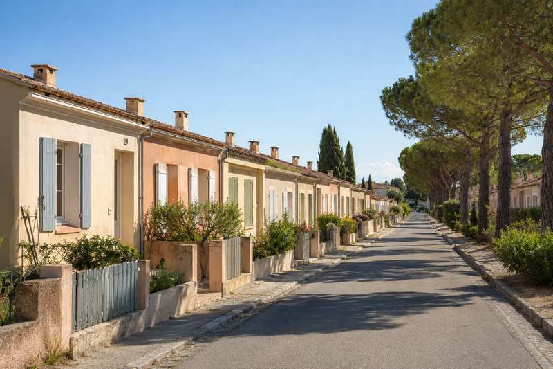 Maisons mitoyennes toulonnaises dans une rue où le camion ne stationne pas
