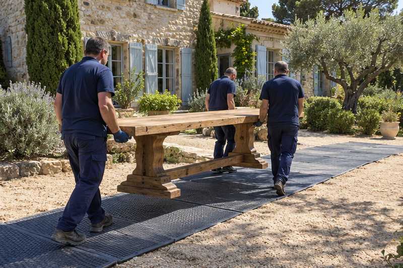 Table monastère en chêne portée sur les plaques, Martigues, La Couronne